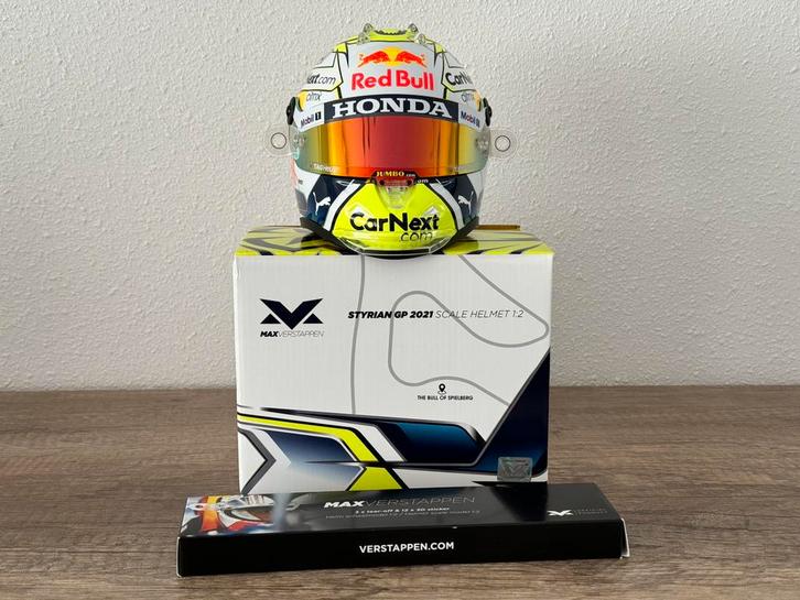 🟧 Max Verstappen 1:2 helm Oostenrijk 2021 incl. tear-offs, Verzamelen, Automerken, Motoren en Formule 1, Zo goed als nieuw, Formule 1