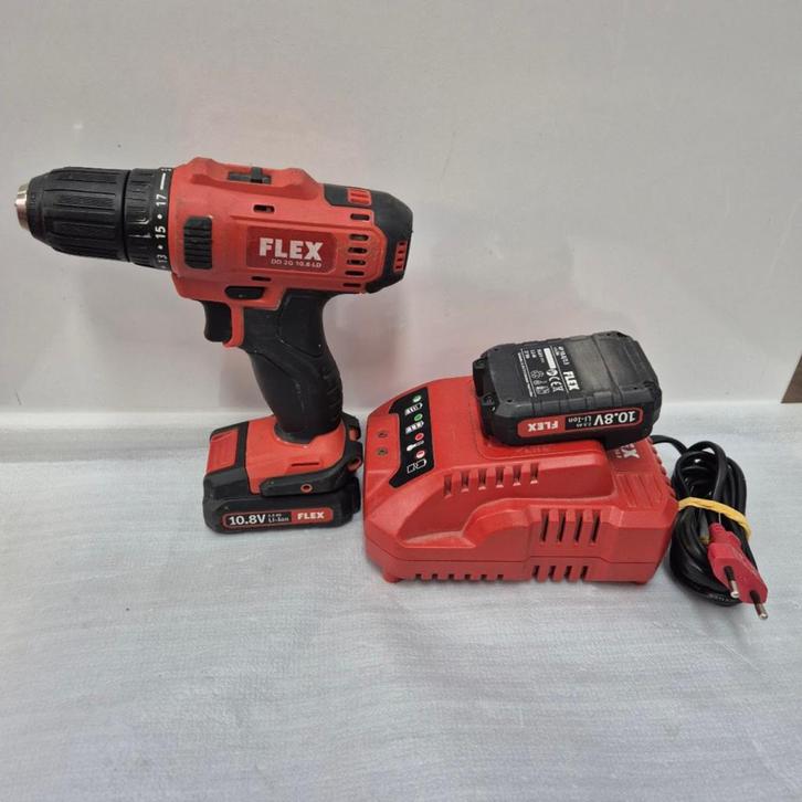 FLEX  DD 2G 10,8-LD accuschroevendraaier 2 accu's en lader, Doe-het-zelf en Verbouw, Gereedschap | Boormachines, Zo goed als nieuw