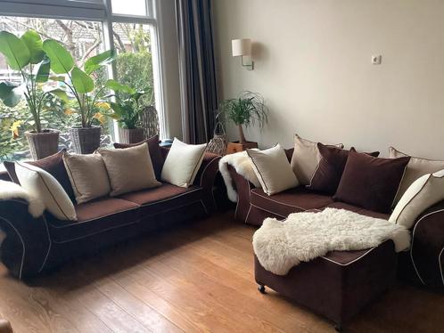 Bankenset met hocker, Huis en Inrichting, Banken | Complete zithoeken, Gebruikt, Ophalen