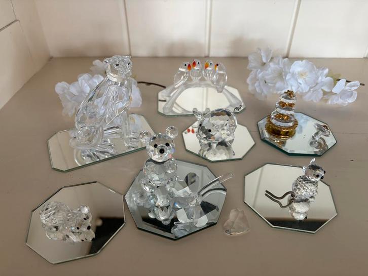 Swarovski Beeldjes Set met Spiegel Onderzetters, Antiek en Kunst, Antiek | Glas en Kristal, Ophalen
