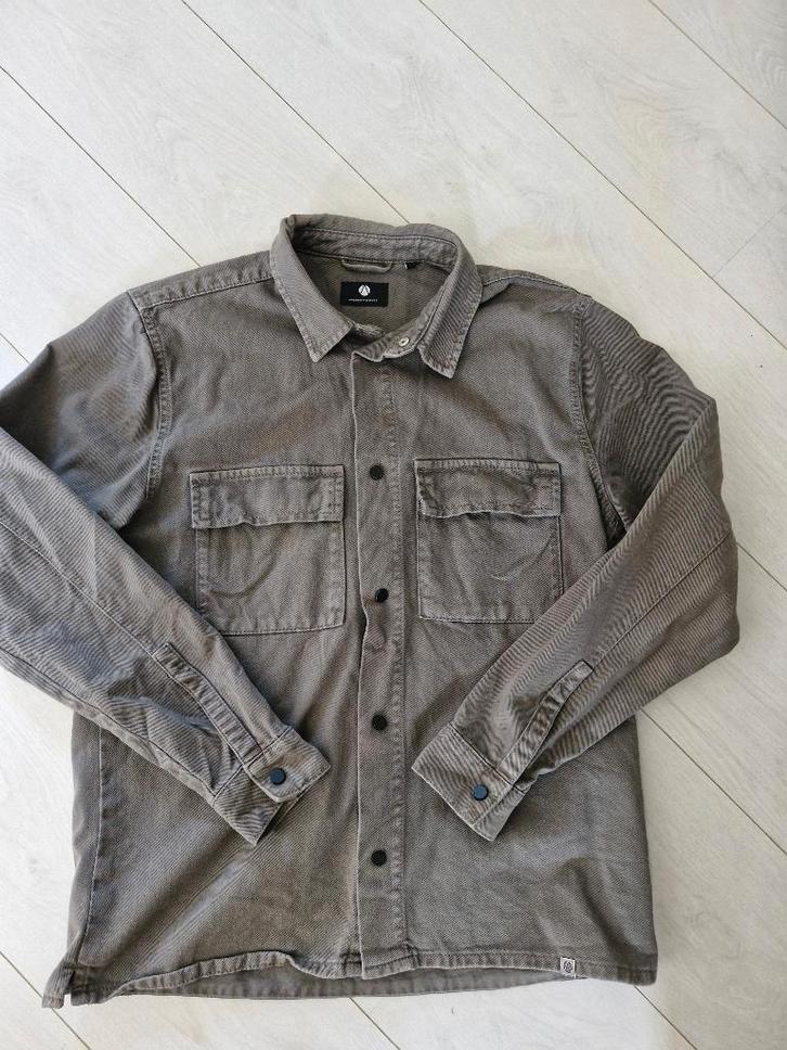Spijker blouse mt L, Kleding | Heren, Overhemden, Gedragen, Grijs, Ophalen of Verzenden