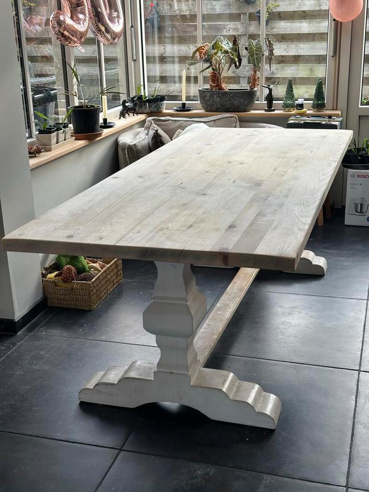 Grenen kloostertafel 240x100 - DIY project, Huis en Inrichting, Tafels | Eettafels, Gebruikt, 100 tot 150 cm, 200 cm of meer, Vijf personen of meer