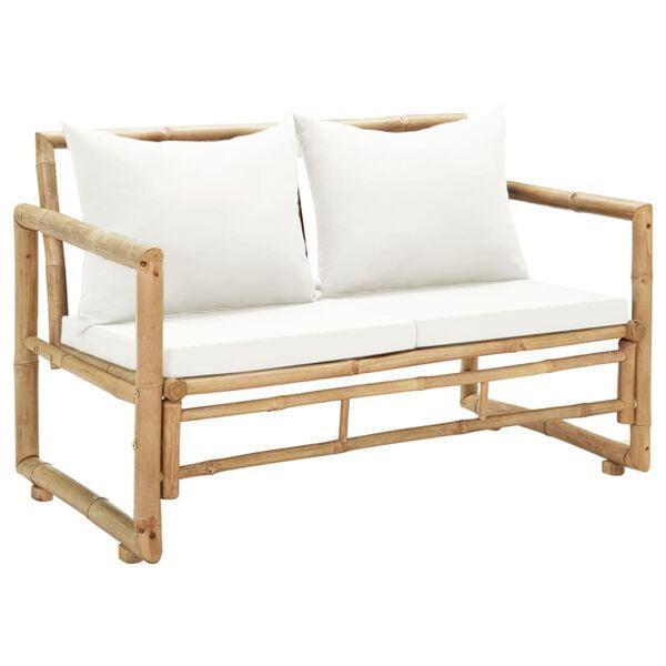 Tuinbank 2-zits met kussens bamboe, Tuin en Terras, Tuinmeubel-accessoires, Nieuw, Ophalen of Verzenden