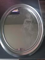 Ovale spiegel met gegraveerde afbeelding, Ophalen, Gebruikt, 100 tot 150 cm, Ovaal