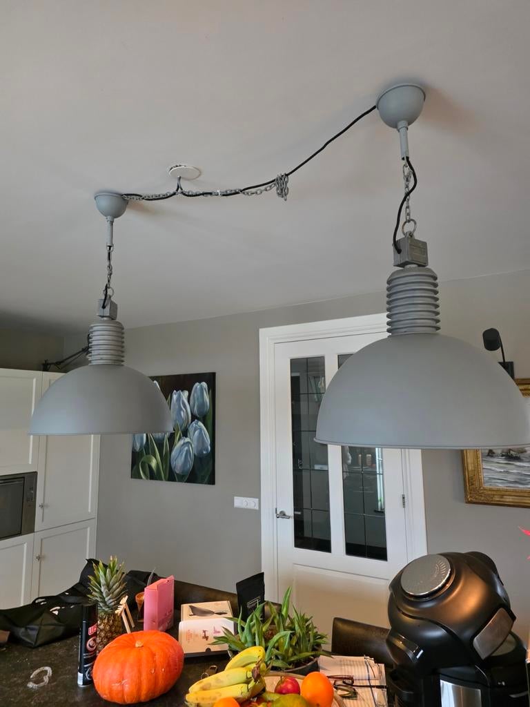 Industriële Plafondlamp, Gebruikt, Ophalen of Verzenden, Metaal, Minder dan 50 cm