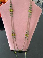Oude groene glaskralen ketting 2-rijen 2x 70cm, Sieraden, Tassen en Uiterlijk, Kettingen, Ophalen of Verzenden, Zo goed als nieuw
