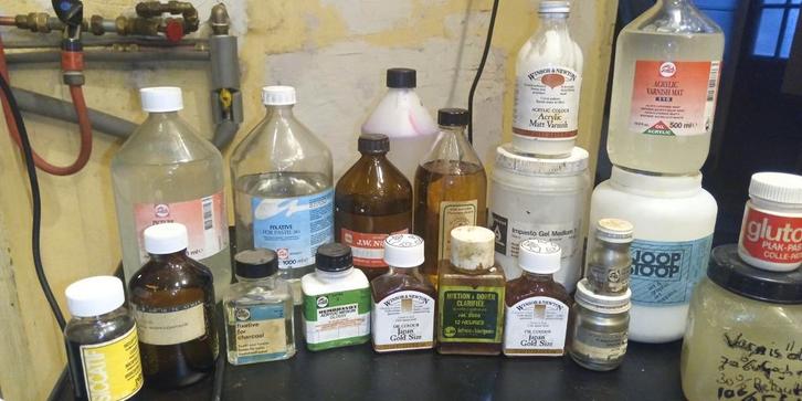 Olieverf schilderij verfproducten olie vernis gesso / vernis, Hobby en Vrije tijd, Schilderen, Gebruikt, Olieverf, Ophalen of Verzenden