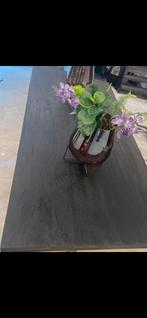 eettafel hout mngo zwart met spinpoot 220x100Cm, Huis en Inrichting, Tafels | Salontafels, Ophalen of Verzenden, Zo goed als nieuw
