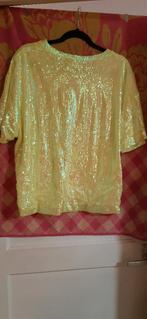 Pailletten shirt ! neon geel kleur 44 46, Kleding | Dames, Carnaval, Maat 42/44 (L), Ophalen of Verzenden, Zo goed als nieuw
