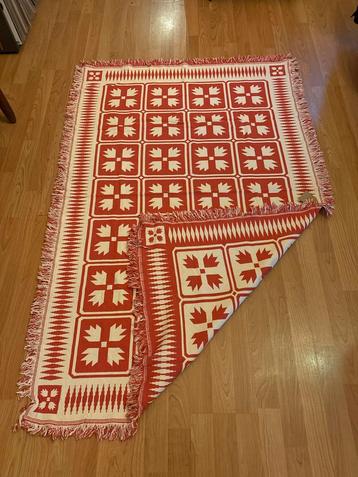 Crème/Rood Katoenen Kleed - Vintage Patroon beschikbaar voor biedingen