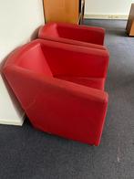 Fauteuils 2x rood leder, Ophalen, Gebruikt, 75 tot 100 cm, Metaal