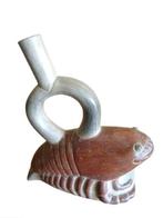 Peru. Stijgbeugelkruik handmade oude replica Moche aardewerk, Antiek en Kunst, Verzenden