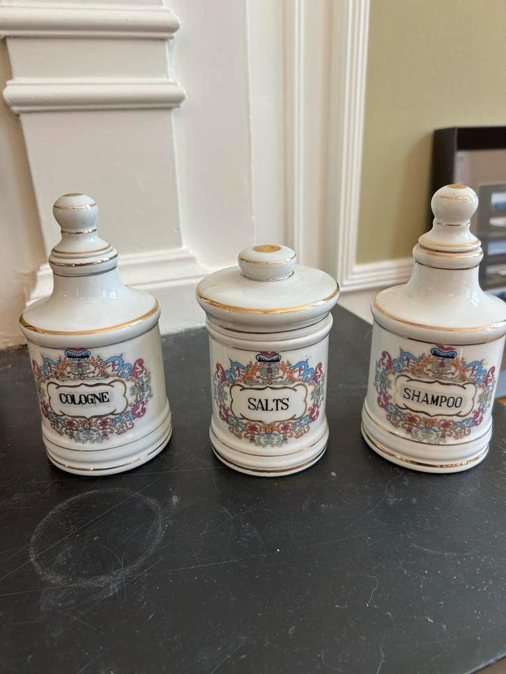 Vintage Apothekers/Badkamer Accessoires Set, Huis en Inrichting, Badkamer | Badtextiel en Accessoires, Gebruikt, Overige typen