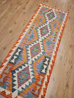 Handgeweven oosterse wollen kelim loper 187x67, Huis en Inrichting, Stoffering | Tapijten en Kleden, Info@SlatsAntiek.nl, Crème
