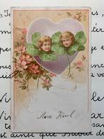 Geluk - Twee kinderhoofdjes in klaver 4 (SL), Ophalen of Verzenden, Voor 1920, Gelopen, Kinderen