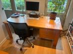 Houten bureau met 3 lades met bureaustoel, Ophalen, Zo goed als nieuw