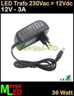 LED Trafo Voeding Adapter Driver - 230V > 12V - 3A = 36W –S1, Ophalen of Verzenden, Nieuw, LEDtrafo