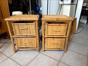 Rotan bamboo vintage nachtkastjes beschikbaar voor biedingen