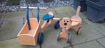 Houten bakfiets en katje (loopfietsen)., Ophalen, Gebruikt