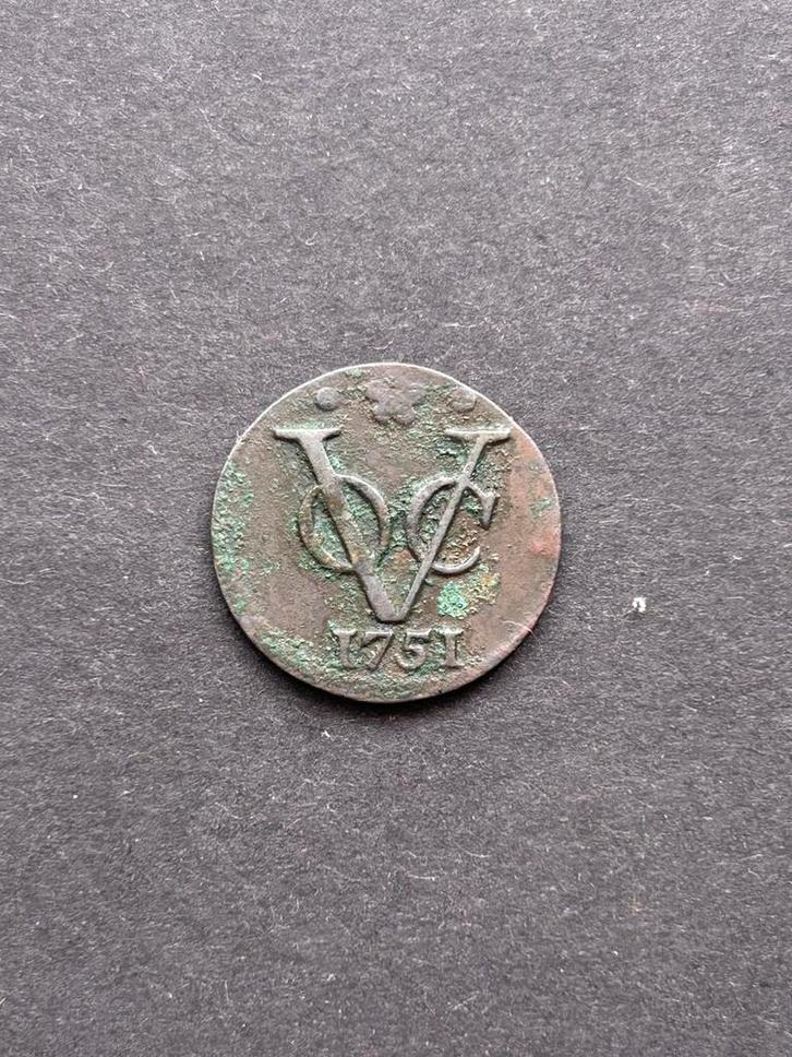 VOC Duit Holland, 1751, Postzegels en Munten, Munten | Nederland, Overige waardes, Vóór koninkrijk, Ophalen of Verzenden