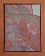 Abstract landschap -  Kunstenaar: Doris Groeneveld, Antiek en Kunst, Ophalen of Verzenden