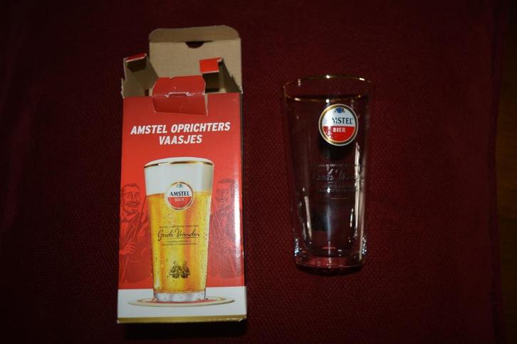 Amstel Oprichters Vaasjes, Goede Vrienden, Verzamelen, Glas en Borrelglaasjes, Nieuw, Bierglas, Ophalen of Verzenden