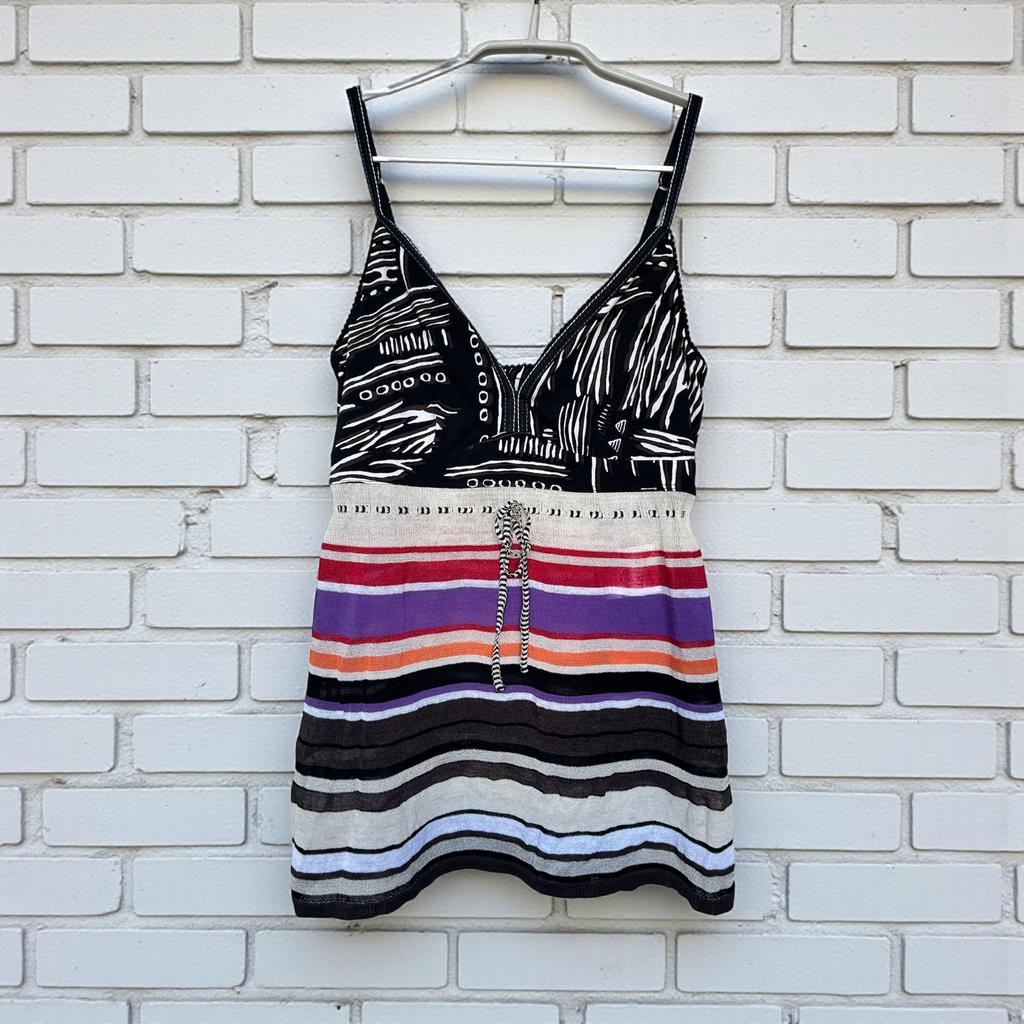 Marc Cain Top Maat N2 Zwart Multikleur Streep Spaghettitop, Maat 38/40 (M), Mc, Zwart, Mc