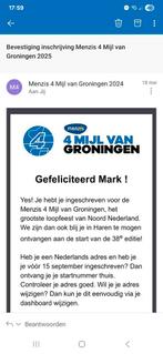 Startbewijs 4 Mijl van Groningen inclusief medaille graveren, Eén persoon