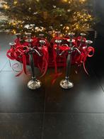 KERST 2 ZILVERKLEURIGE 5 ARMIGE KANDELAARS, Huis en Inrichting, Woonaccessoires | Kandelaars en Kaarsen, Overige kleuren, 25 tot 50 cm