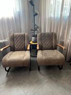 Mooie Fauteuils 2 stuks olijfgroen, Ophalen, Gebruikt, Minder dan 75 cm, Stof