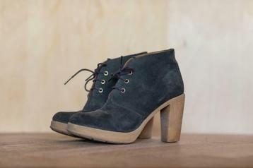 Ras echt leren suede grijs blauwe schoenen met spekzool 38 beschikbaar voor biedingen