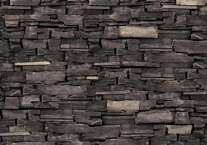 148 Grijs Stenen Vlies Fotobehang 350x250cm in 3 maten Nieuw, Huis en Inrichting, Stoffering | Behang, Wit, Zwart, Grijs, minder dan 10 m²