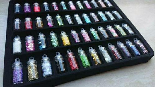 48 potjes met glitters voor Nail Art nagelversiering knutsel, Sieraden, Tassen en Uiterlijk, Uiterlijk | Cosmetica en Make-up