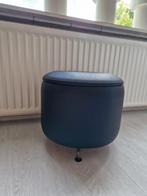 Zwarte retro skai-leren opberg poef VINTAGE, Ophalen of Verzenden, Huis en Inrichting