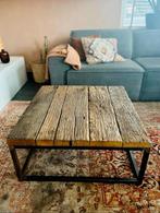 Salontafel industrieel hardhout zwart metalen frame, Huis en Inrichting, Tafels | Salontafels, Ophalen, 50 tot 100 cm, Industrieel modern