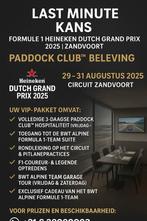 F1 Zandvoort 29-31 Aug 2025 | PADDOCK BWT ALPINE VIP LAST M., Tickets en Kaartjes, Twee personen