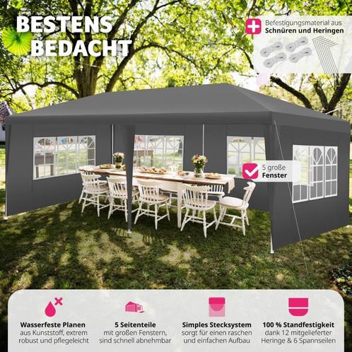Partytent 3x6m Antraciet. Waterdicht. 5 Zijwanden. Nieuw!, Tuin en Terras, Partytenten, Nieuw, Partytent, Ophalen of Verzenden