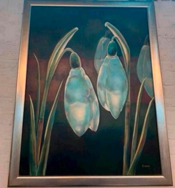 Schilderij kunstenares Cisca op doek leuke voorstelling, Antiek en Kunst, Kunst | Schilderijen | Modern, Ophalen of Verzenden