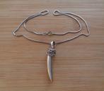 zilveren ketting met olifant tand hanger [017], Met hanger, Verzenden, Zo goed als nieuw, Zilver