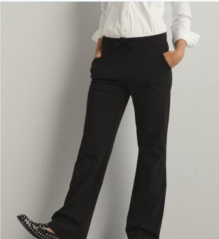 Travelbroek wide fit met naad L, Kleding | Dames, Broeken en Pantalons, Nieuw, Maat 42/44 (L), Zwart, Lang, Ophalen of Verzenden