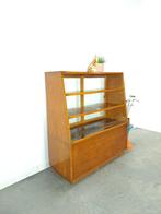 Fineer toonbank, winkel vitrine met schuifdeuren, 100 tot 150 cm, Glas, Vintage, Ophalen of Verzenden