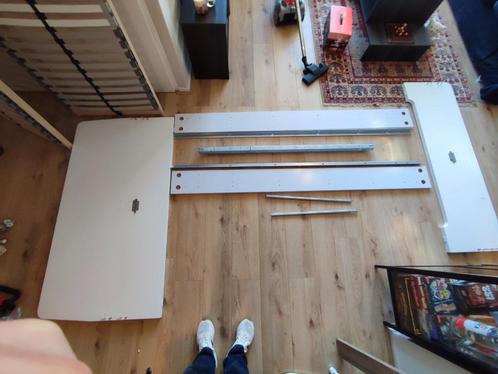 ASKVOLL bed + lattenbodems, Huis en Inrichting, Slaapkamer | Bedden, Gebruikt, Tweepersoons, 140 cm, 200 cm, Hout, Wit, Ophalen