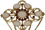 Grote exclusieve gouden broche Opaal granaten Vintage, Sieraden, Tassen en Uiterlijk, Antieke sieraden, Goud, Met edelsteen, Ophalen of Verzenden