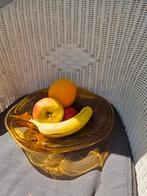 cognac  goudbruin art deco persglas schaal fruit of bloemen, Ophalen of Verzenden