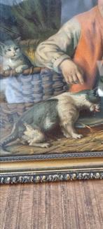Antiek poes poezen schilderij prent lijst poezenschilderij, Antiek en Kunst, Kunst | Schilderijen | Klassiek, Ophalen of Verzenden