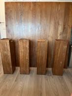 Teak houten eettafel met blokpoten 150x150x78, Huis en Inrichting, Tafels | Eettafels, Ophalen, Robuust maar chique, Gebruikt