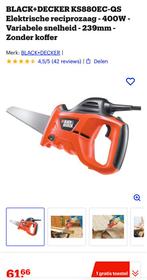 Black Decker elektrische handzaag reciprozaag zaag ks880ec, Doe-het-zelf en Verbouw, Gereedschap | Zaagmachines, Ophalen of Verzenden