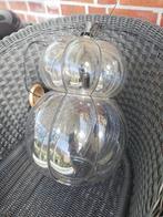 Prachtige vintage glazen lamp in metalen houder 50x33cm, Huis en Inrichting, Ophalen, Gebruikt, Glas, 50 tot 75 cm