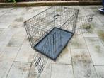 Mooie zwarte opvouwbare bench met 2 deurtjes, Dieren en Toebehoren, Hondenbenches, Ophalen, Zo goed als nieuw