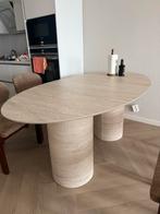 Travertin eettafel en salontafel, Huis en Inrichting, Tafels | Eettafels, Ophalen, Overige materialen, 50 tot 100 cm, Zo goed als nieuw